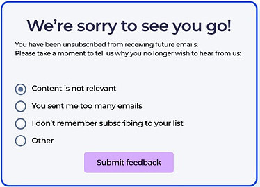 Email out-out survey to ask why somebody is unsubscribing