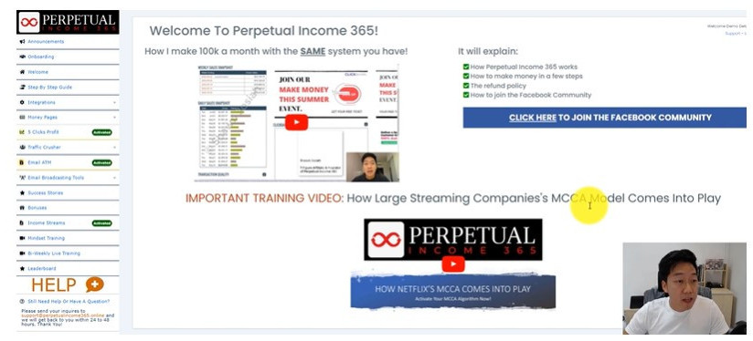 inside Perpetual Income 365 affiliate program