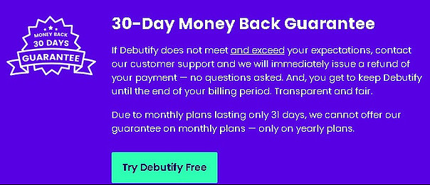 Debutify money back guarantee