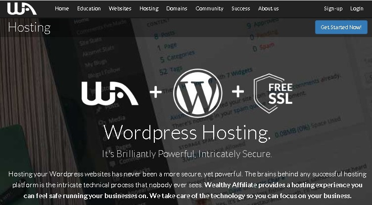 Wealthy Affiliate web hosting provider for WordPress
